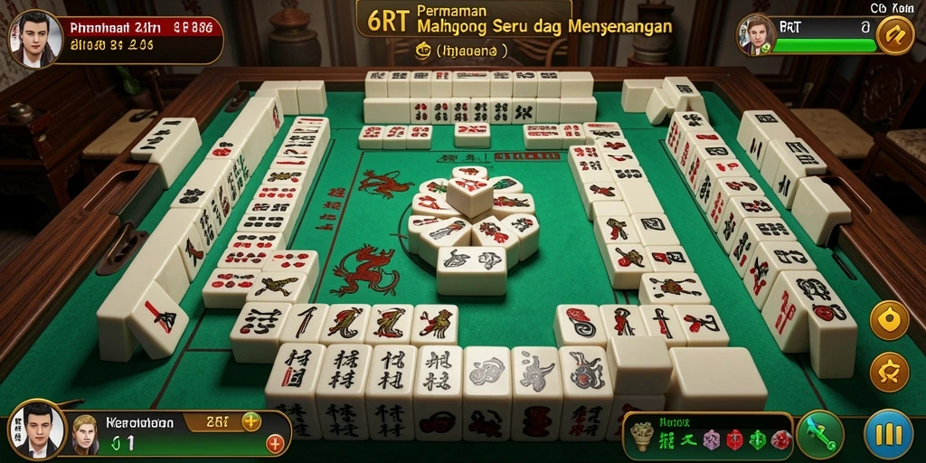Tampilan gameplay seru dari 6RT yang menyajikan tantangan Mahjong menarik.