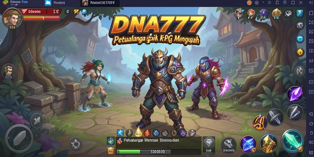 Tampilan gameplay DNA777 yang menampilkan pertempuran epik dan petualangan seru.