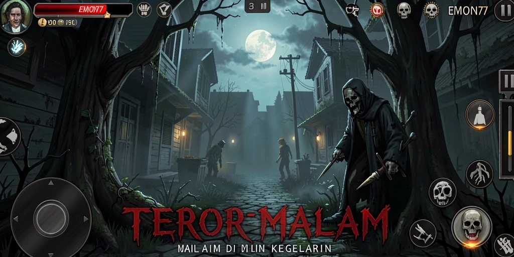Tangkapan layar EMON77 menampilkan aksi menegangkan di dunia Horror.