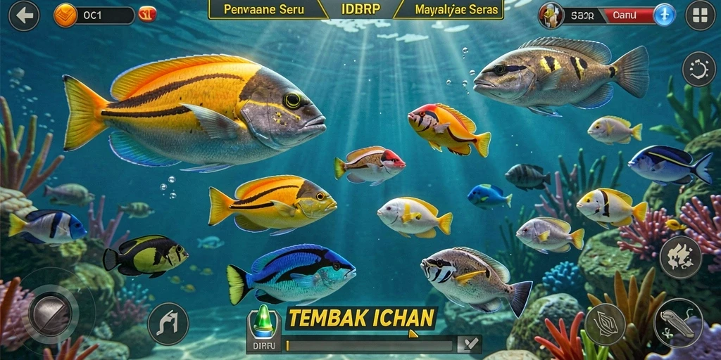 Tangkapan layar menunjukkan gameplay seru Tembak Ikan.