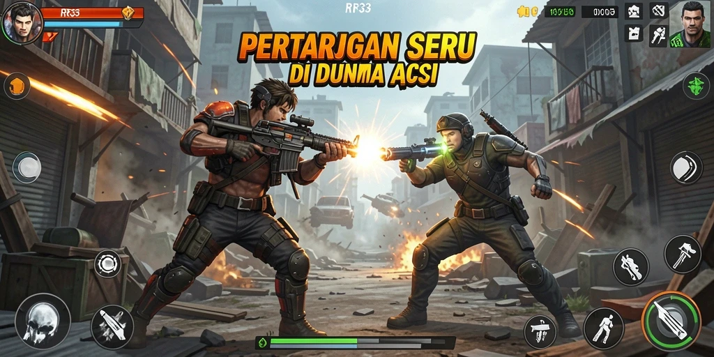 Tangkapan layar gameplay RR33 yang menunjukkan pertempuran yang mendebarkan.