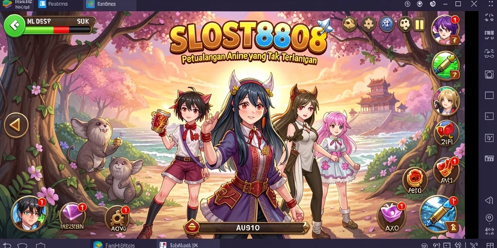 Screenshot utama SLOST8808 yang menampilkan gameplay Anime yang penuh aksi.