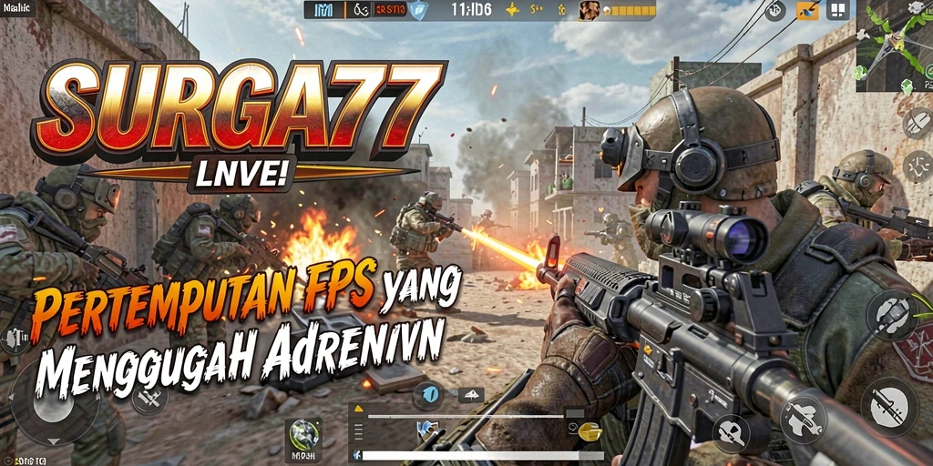 Tampilan menegangkan saat beraksi dalam pertempuran FPS di SURGA77.